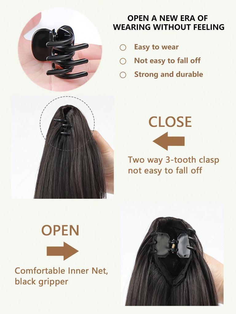 Synthetic 12inch Claw Clip Short Straight Ponytail Hair Extension For Women Pony Tail Hair Hairpiece