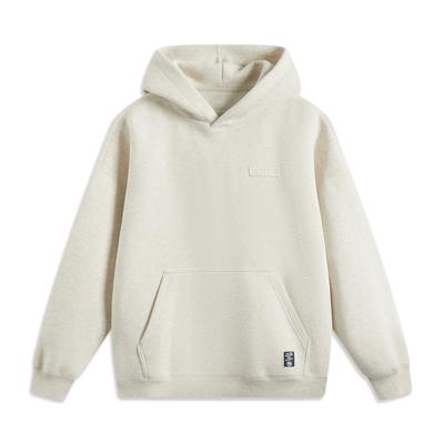 Li-Ning Felpa Comoda Serie Anti-Five con Stampa Lettere Uomo Felpa Fiore-Grigio Cachi Chiaro AWDV029-5