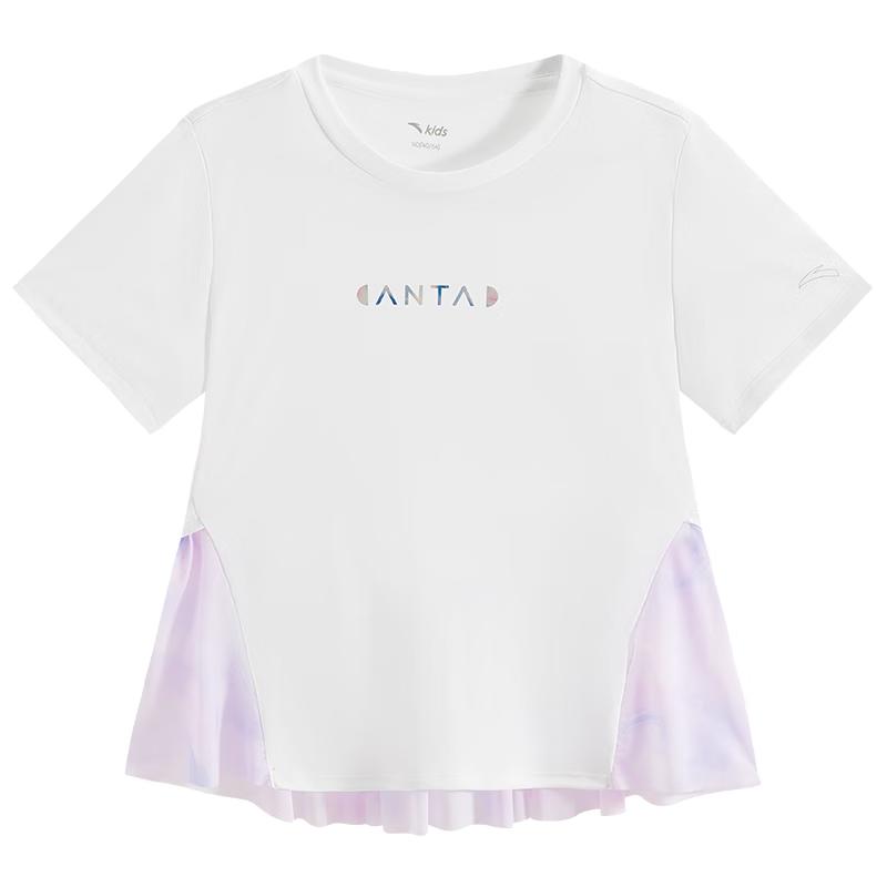 Anta Kids Girls  2025 Summer Knit Short Sleeve T-Shirt 140