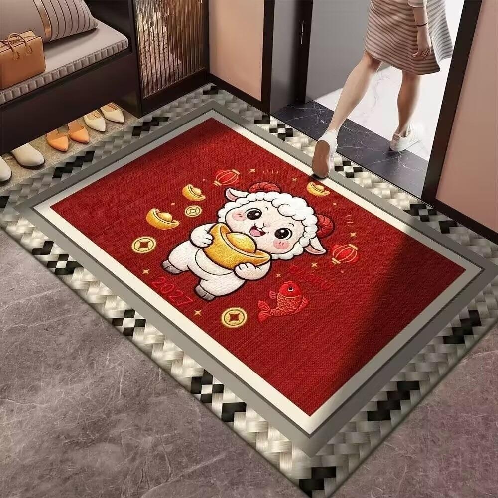 Cartoon Lamb Chinese Sheep Year Floor Mat Sheep Printed Welcome Door Mat Spring Festival