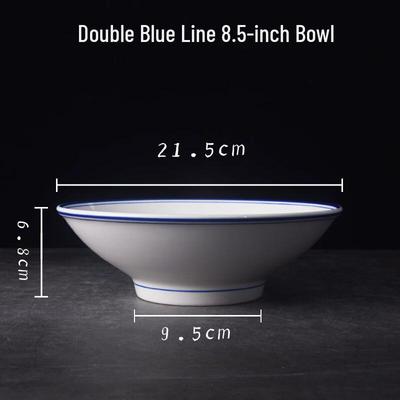 ZISIZ Retro Chinese Blue-Rimmed Noodle Soup Bowl