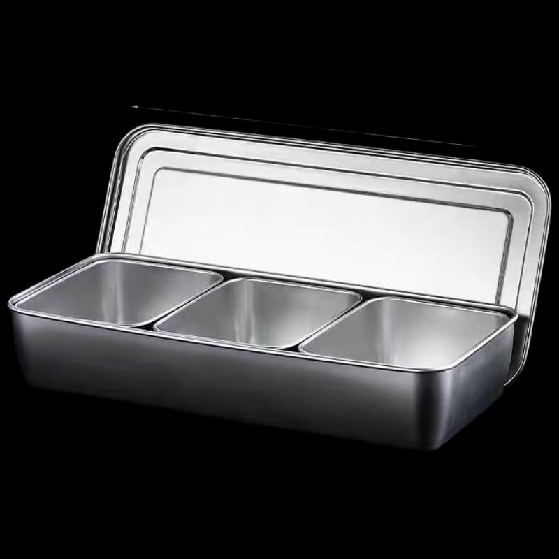 Japanese Style 3-Compartment Steel Ingredient Box