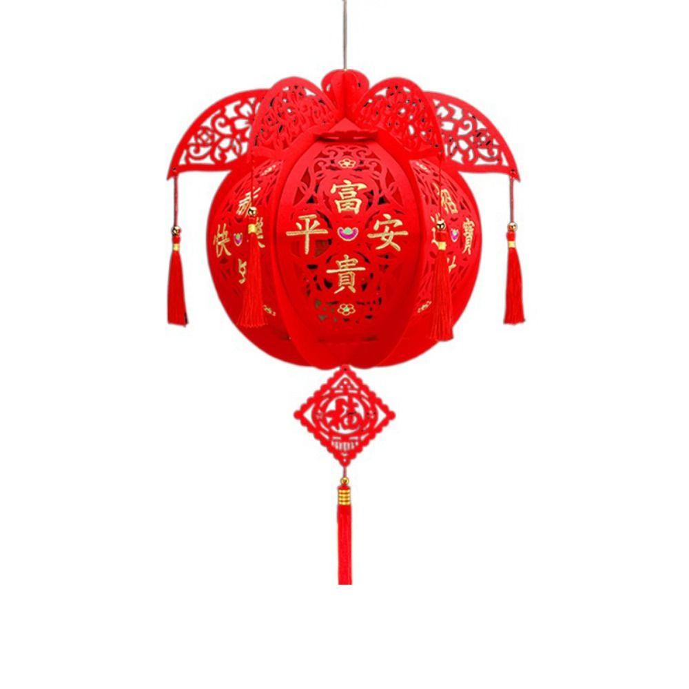 Lint/Gold Foil Spring Festival Red Lantern 3D Spring Festival Hanging Pendant  Party