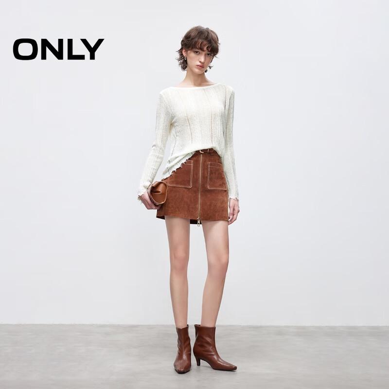 ONLY 2025 Autumn Relaxed Fit Raw Edge Knit Sweater