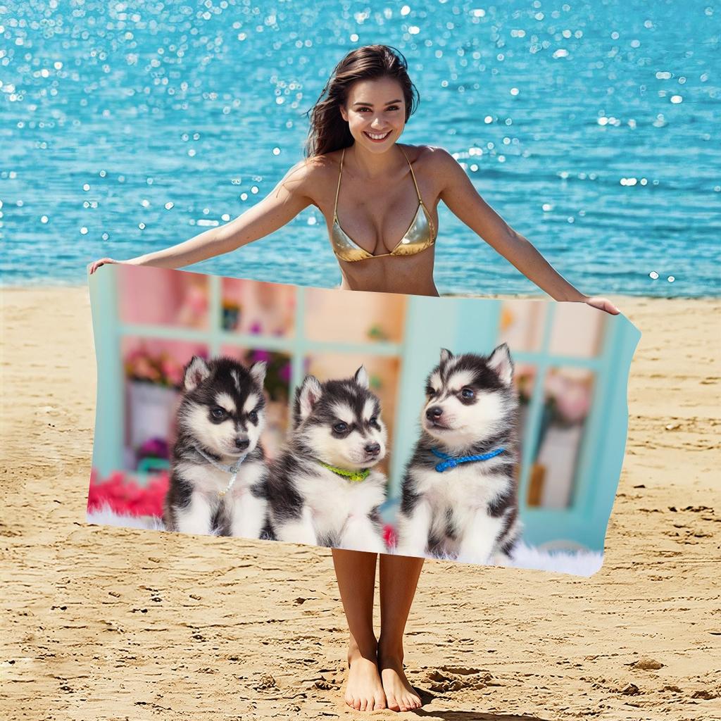 Border Collie Hund Druck Strandtuch Niedliches Haustier Tier Große Badetücher Schnelltrocknend Sandfest Sommer Pooldecke für Hundeliebhaber