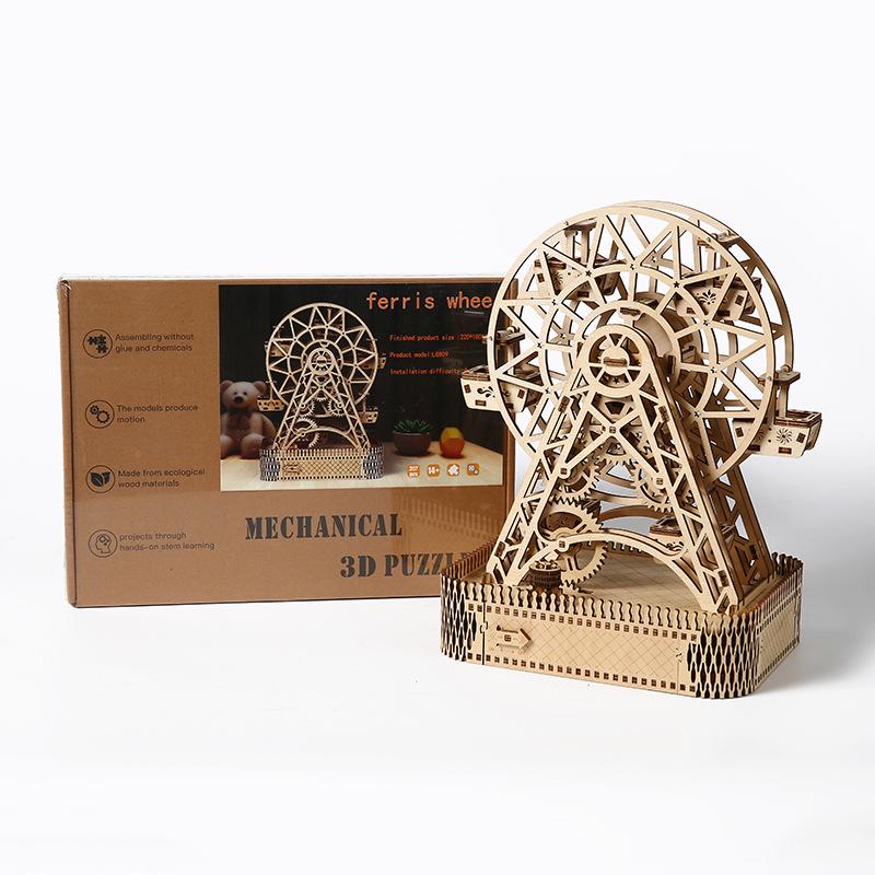DIY 3D Wooden Ferris Wheel Puzzle - Educational and Creative Assembly Toy