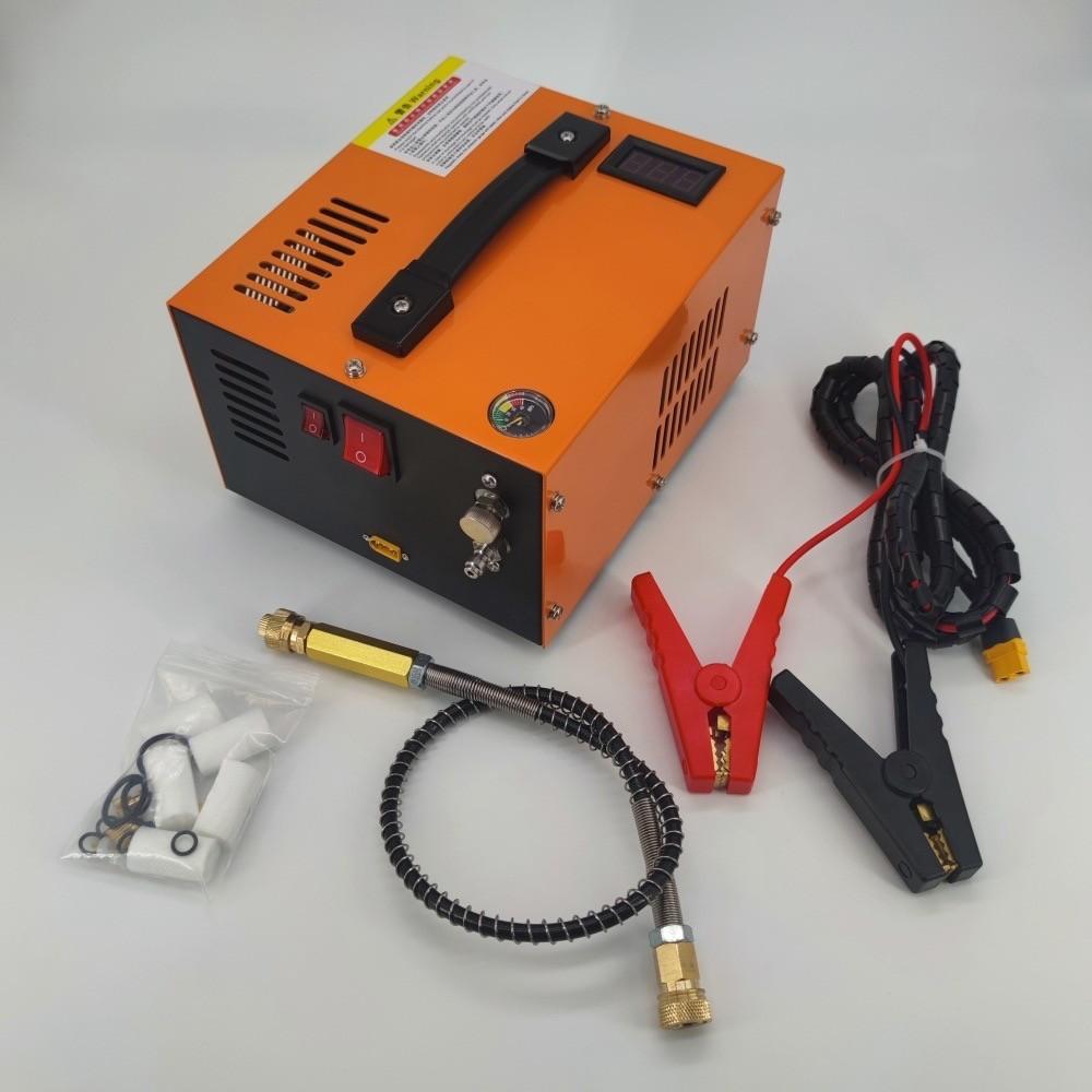 

4500PSI 30мбар Воздушный компрессор 12В/220В Электрический Насос высокого давления DC 12В Компактный Наполнитель для PCP пневматической винтовки Orange Car 12v