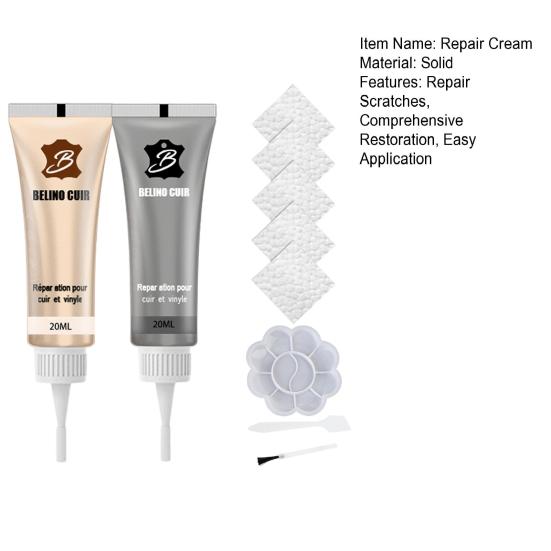 20ml Faux Skinn Reparasjonsgelsett Vinyl Restaureringskremsett Reparer Riper Sprekker Møbelpleieprodukter i Skinn