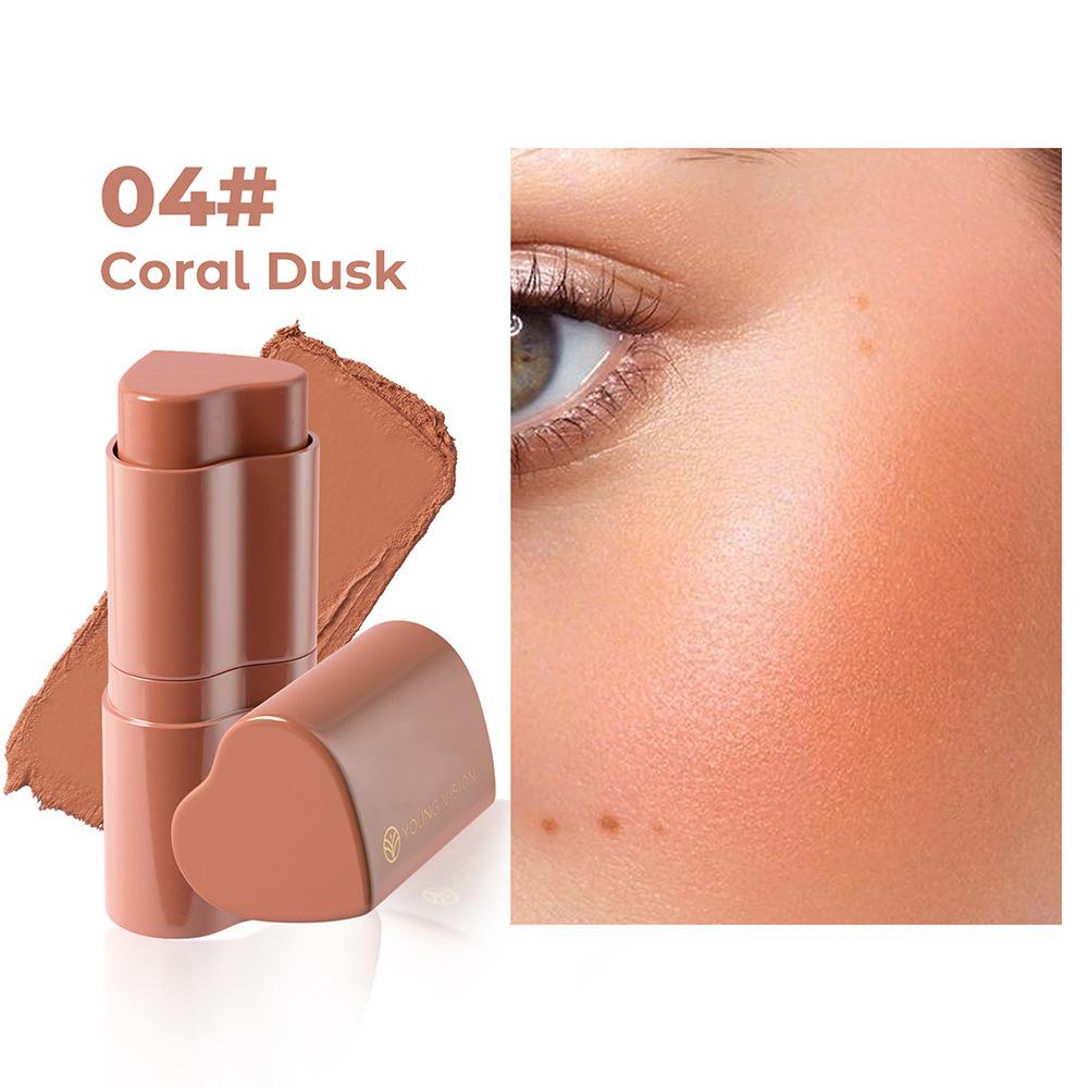 

YOUNG VISION 1PCS Heart Blush Cream Contouring Stick Face Modifier Mousse Blush Lipstick 2-в-1 04