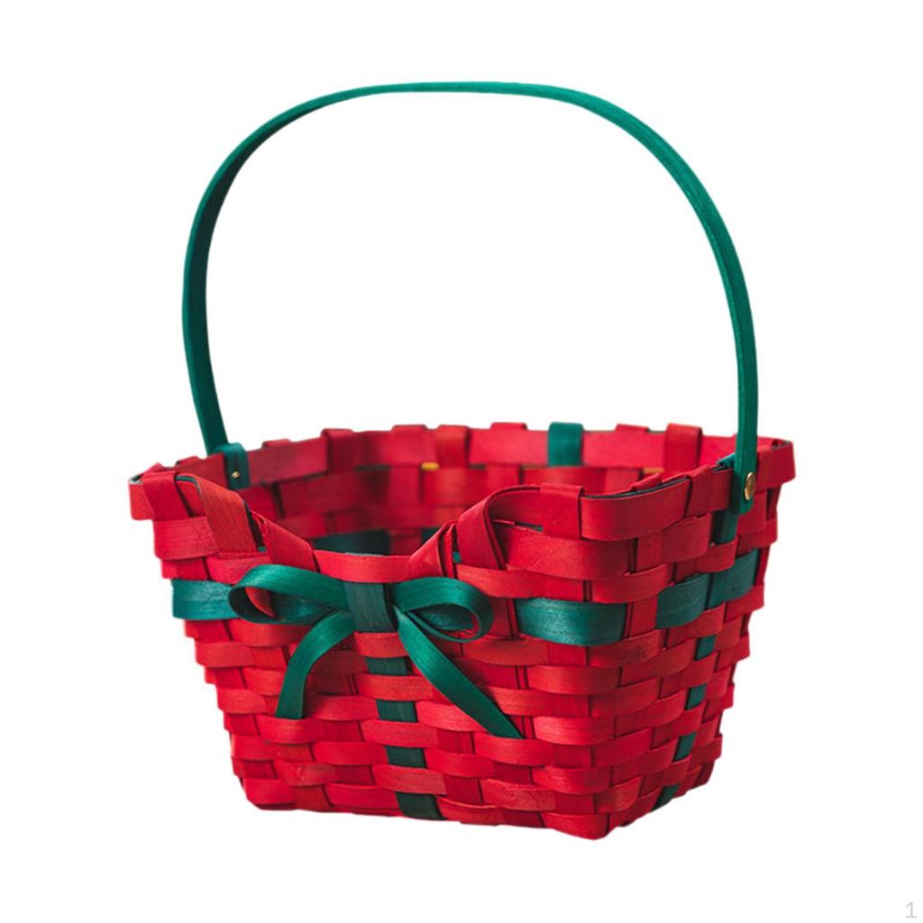 Christmas Gift Basket Xmas Tote Ornament Party Supplies Multipurpose with Bow, Favor