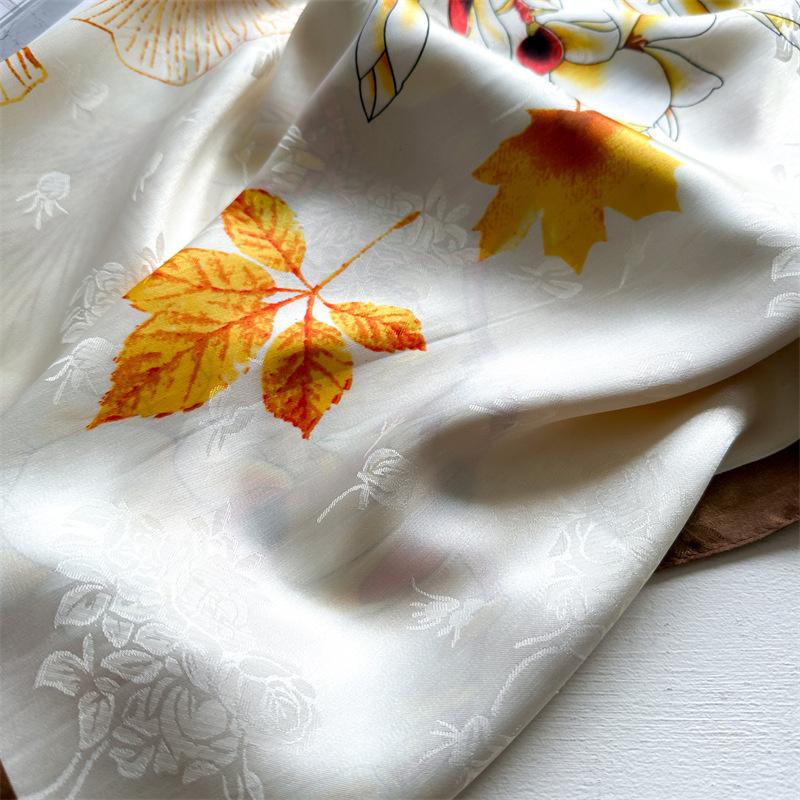 Luxury Flower Silk Satin Scarf Women's Square Scarf 90cm Scarves Headscarf Travel Sun Protection Shawl Hijab Neck