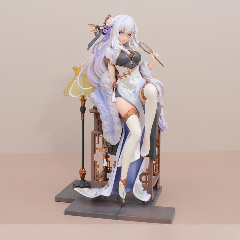 Chinese Style Cheongsam Rem and Emilia Figure Model Ornament