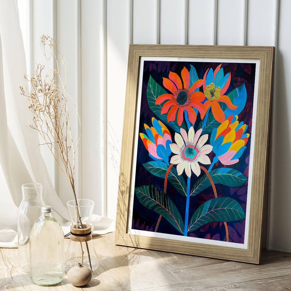 Plakat kolorowe kwiaty ilustracja