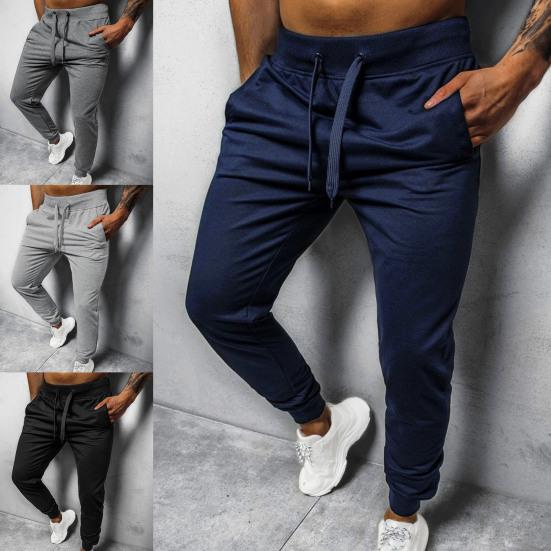 Jednokolorowe męskie spodnie z paskiem na kostce Ciepłe w pasie Stojak na kieszenie Spodnie oversize Spodnie dresowe Streetwear