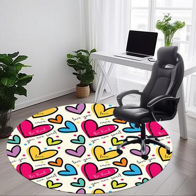 1pc Heart Pattern Chair Carpet for Office Non-Slip, Rug for Office, Room, Good Gift for Family or Friends,  Yy251226164