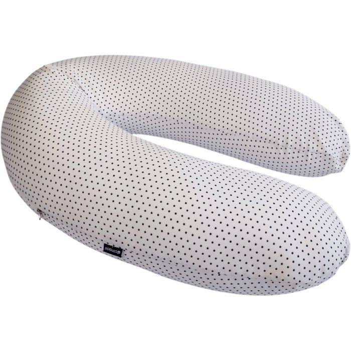 Coussin de maternité - CANDIDE - Jersey imprimé étoiles - Blanc / Bleu marine