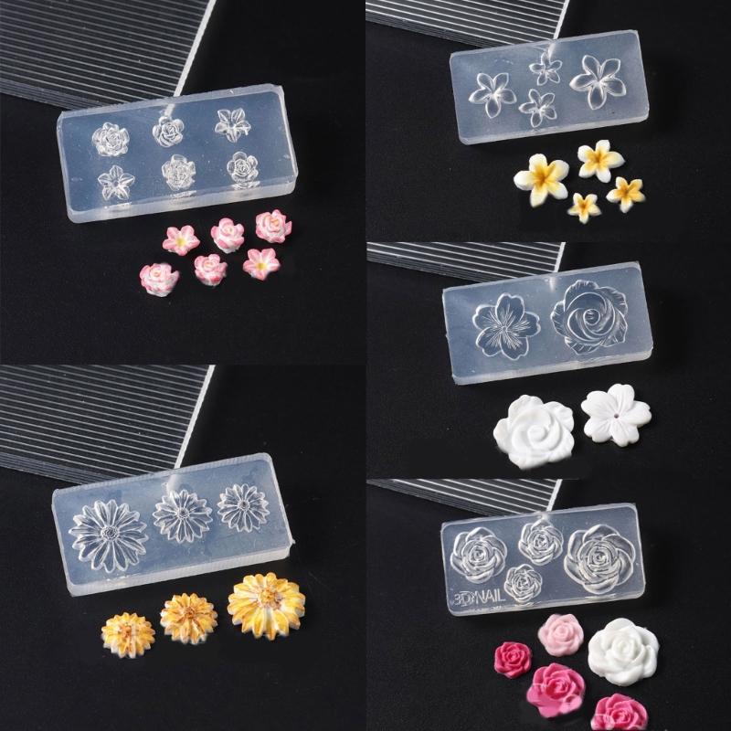 10 STÜCKE Silikon Nagelkunstformen Blume Nagelkunst Vorlage Formen Silikon Textur für Kosmetikerinnen und Nagelkunstlerner