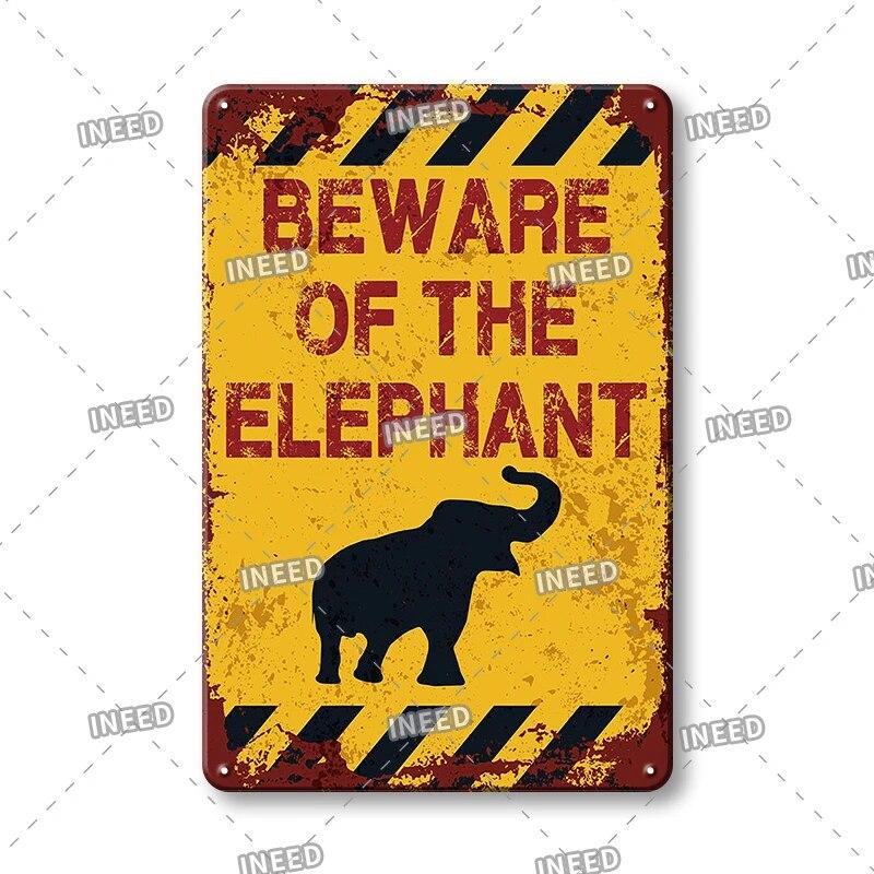 Plakette Vintage Metall Vorsicht Tier Metall Blechschild Tiere Warnung Vintage Blechschild Metallplatte für Wand Pub Bar Club Wanddekoration