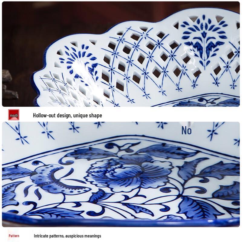 Jingdezhen Keramický modrobílý ovocný talíř
