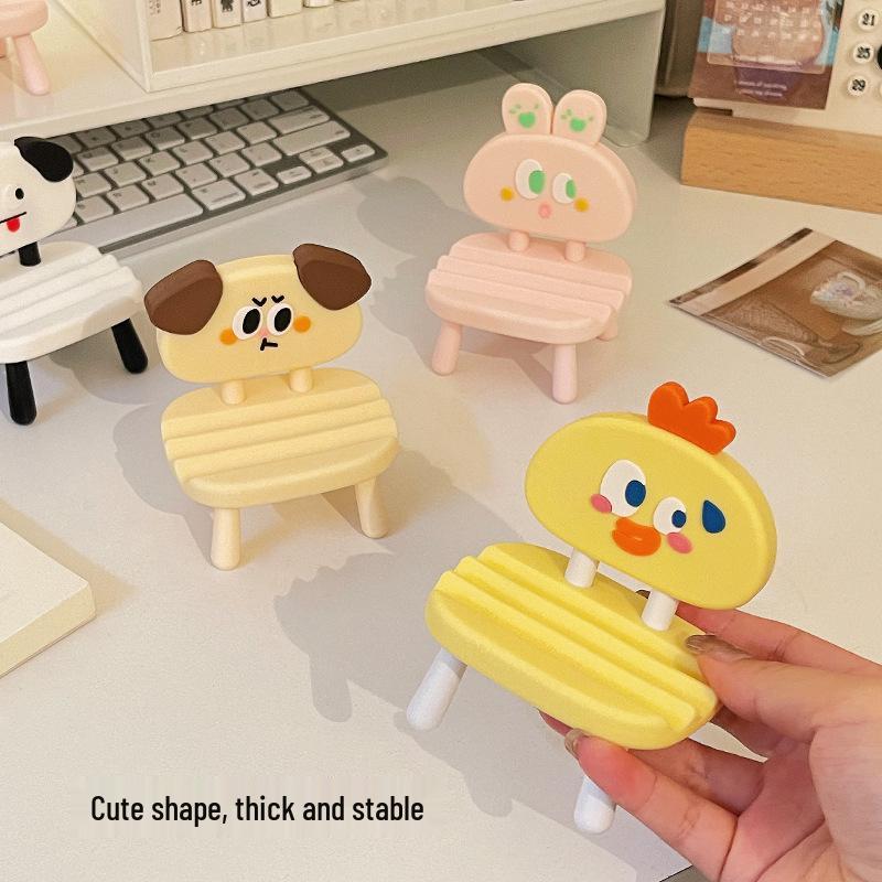 Internet Celebrity Cute Desktop Phone Holder - Soft Rubber Small Chair for Bedside or Desk, Ideal for Watching Shows.