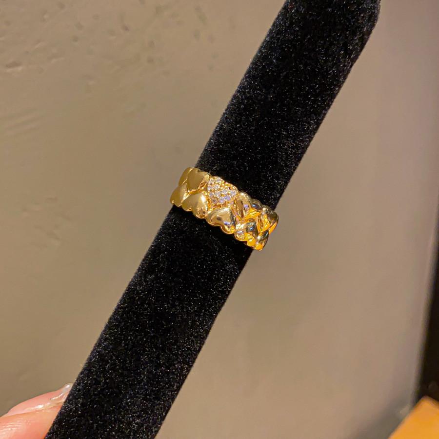 

Elegant Womens Open Copper Ring With Zircon Stones For Daily Wear And Gifts StyleB