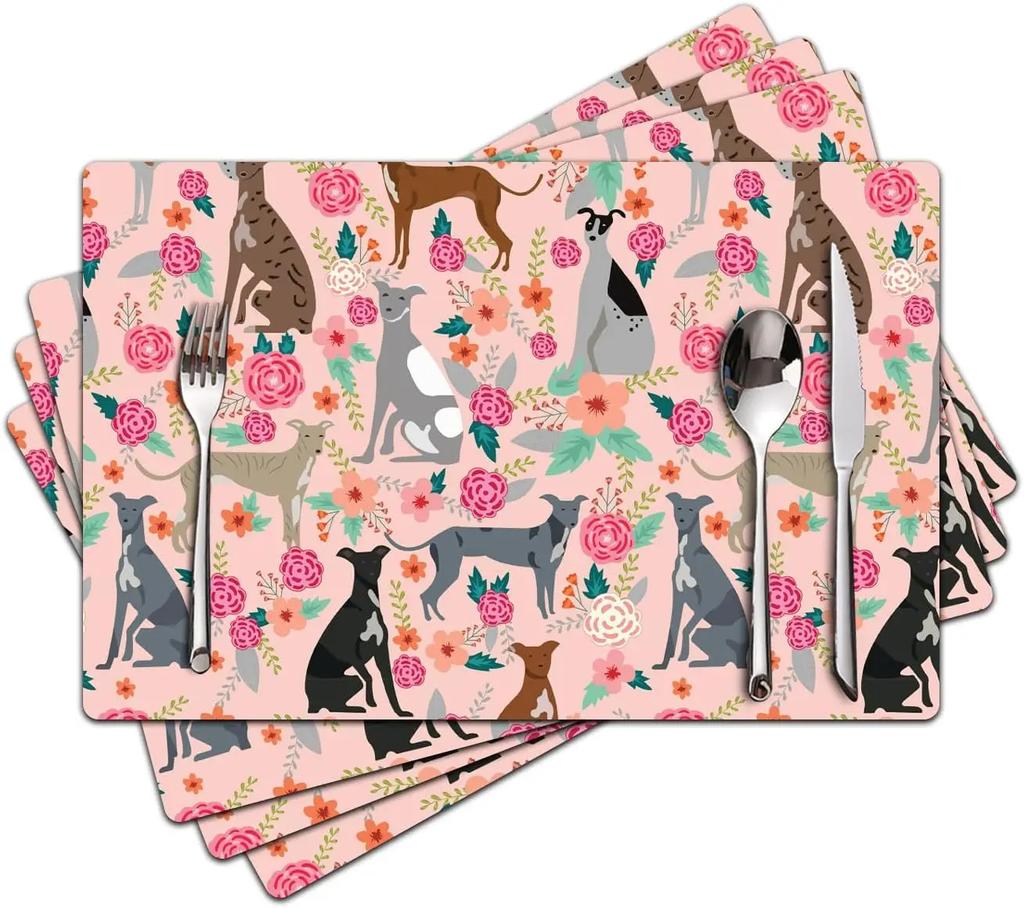 VIKAMA William Morris 'Strawberry Thief' Placemats Set of 4 Heat Resistant Washable Table Mats for Kitchen Dining Home Art Decor