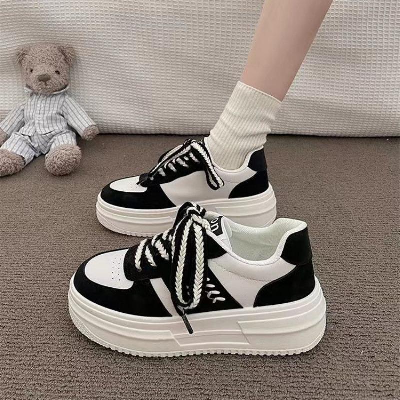 Thick Soled Casual Sports Shoes 2024 Autumn New Breathable Board Shoes Flat Bottomed Versatile Vulcanized Shoes Plataforma Mujer