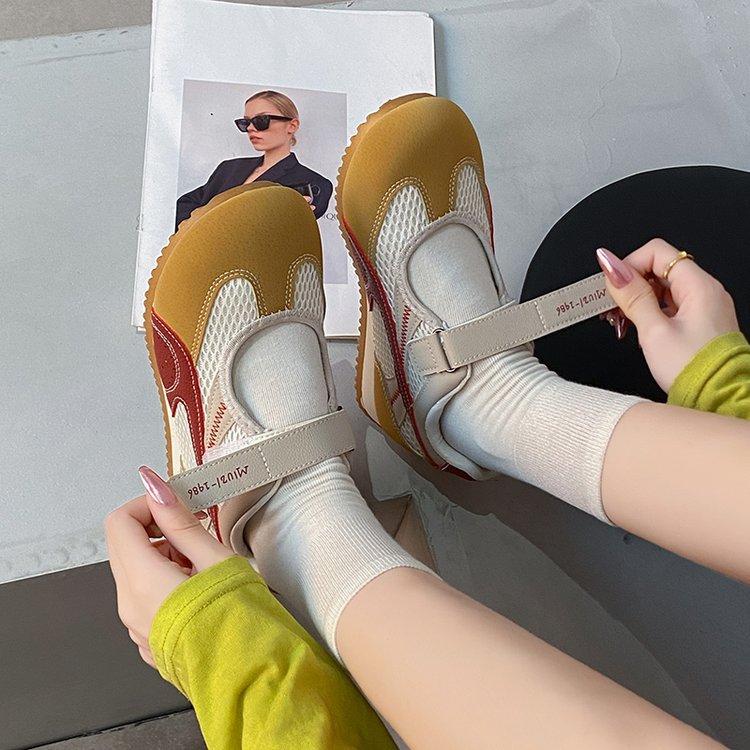 Summer Thin Casual Mary Jane Women's Shoes Leather Soft-soled Sports Sandals 2025 New Mesh Casual Dad Shoes