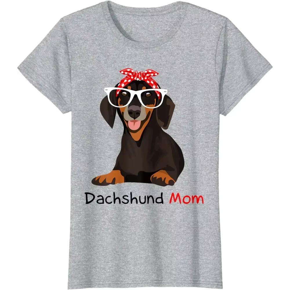 

Футболка с изображением мамы-таксы, женская, повседневная, хлопковая, на каждый день, на все времена года, винтажная, футболки, уличная одежда XXXXXL золотой