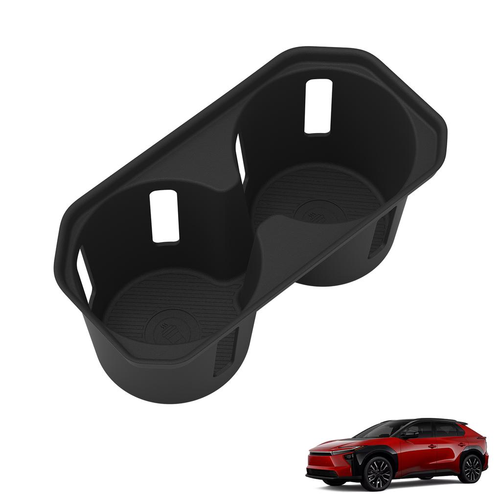 LUCKEASY for Toyota BZ4X/BZ 2026 TPE Center Console Cup Holder Liner Shock-Absorbing Car Interiror Accessories Black