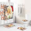 Christmas Shower Curtain Floor Mat Combination Four-Piece Set Bathroom Toilet Carpet Shower Room Mat Foot Mat