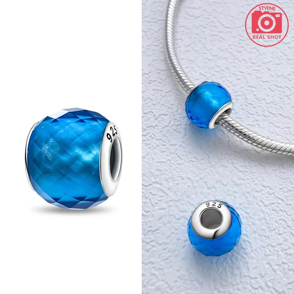 925 Silver Bracelet Women Diy Jewelry Gift Accessories Charms Beads Pink Murano Glass Blue Flower Butterfly Beads