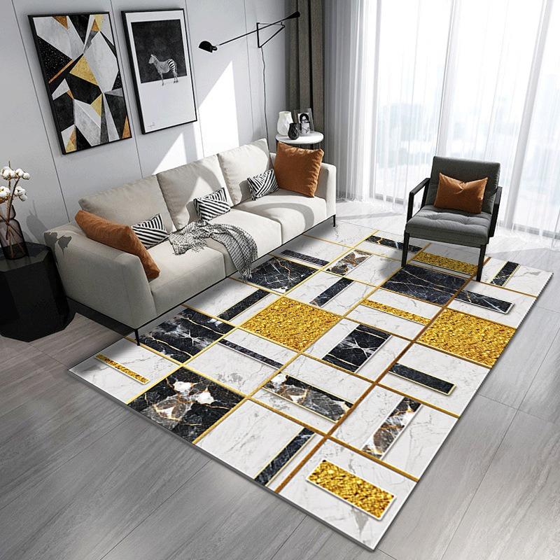 Europe Style Fashion Geometry Grid Carpet Living Room Sofa Bedroom Bedside Study Entrance Door Rug Non-slip Home Decor Mat