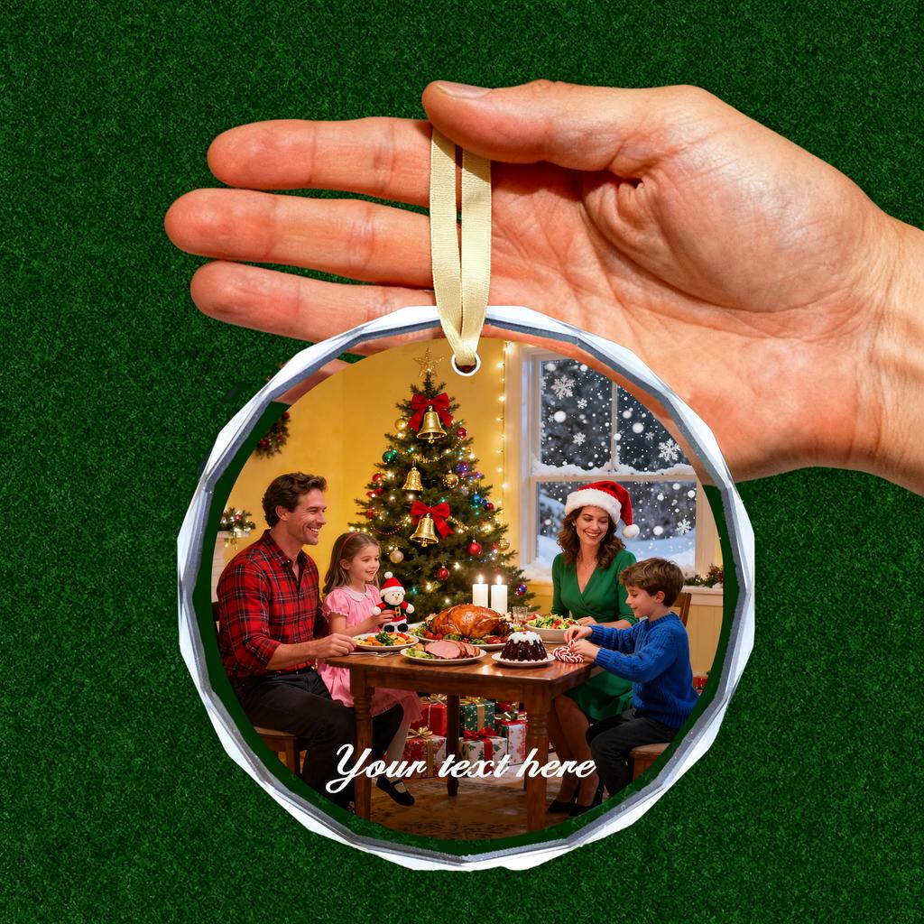 Personalized Christmas Ornament ,Custom Photo Crystal Pendant, Unique Christmas Gift For Couples,Family Home Xmas Tree Decor