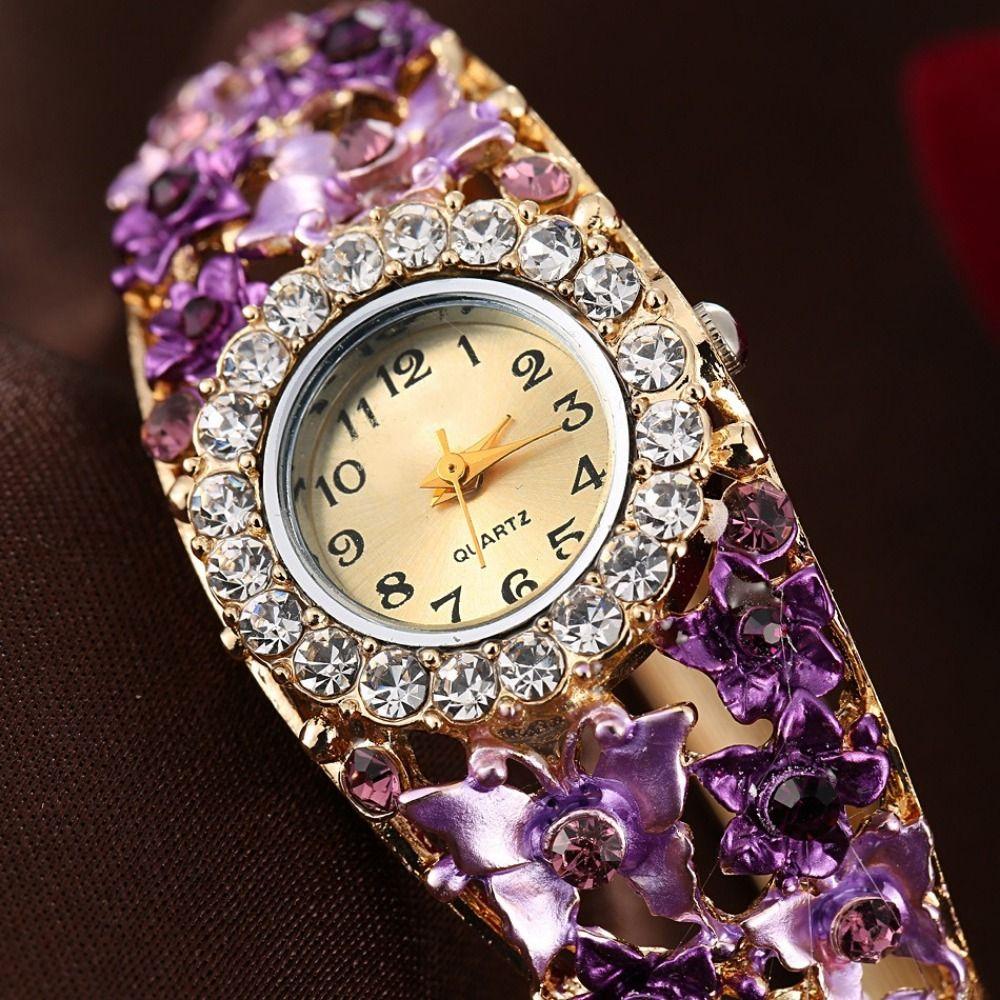 Quartz Movement Flower Butterfly Watch Round Dial Quartz Bracelet Wristwatch Casual Occasion