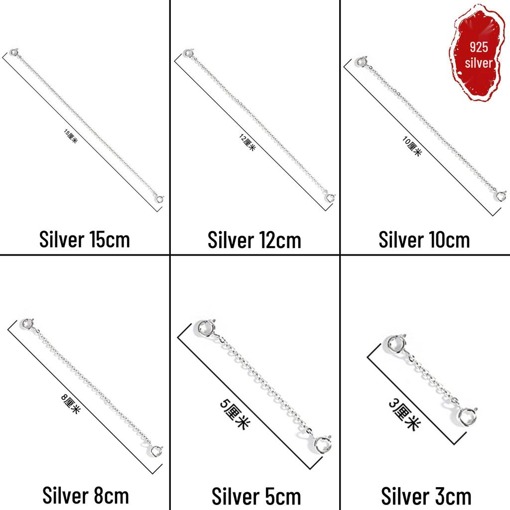 S925 Sterling Silver Double Buckle Safety Extension Chain for Bracelets and Necklaces