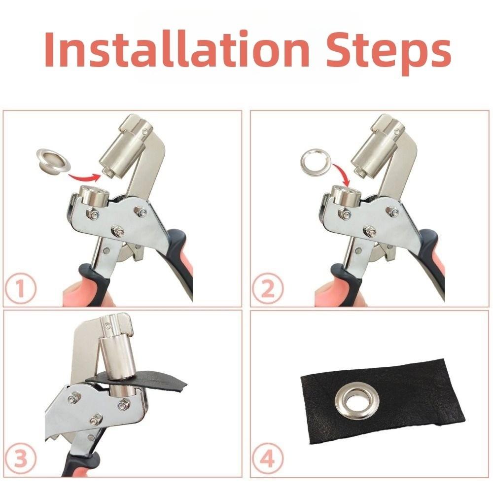 With Grommets Hand Press Grommet Puncher Manual Press Hole Punch Pliers Eyelet Installation Tool