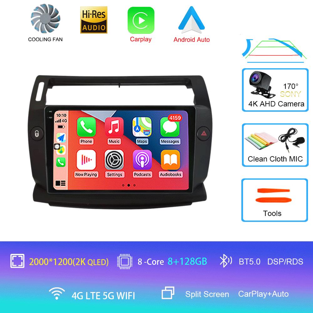 Android 14 For Citroen C4 C-Triomphe C-Quatre 2004 - 2014 Car Radio Player Stereo Multimedia GPS Navigation Player QLED Screen