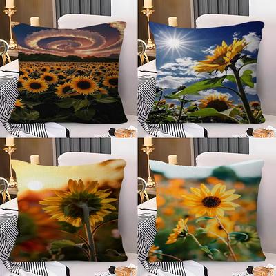 Nature Blue Sky Cloud Sunflower 45*45cm Cushion Cover Pillow Cover Decor Pillowcase Home Pillowcase For Couch Pillow