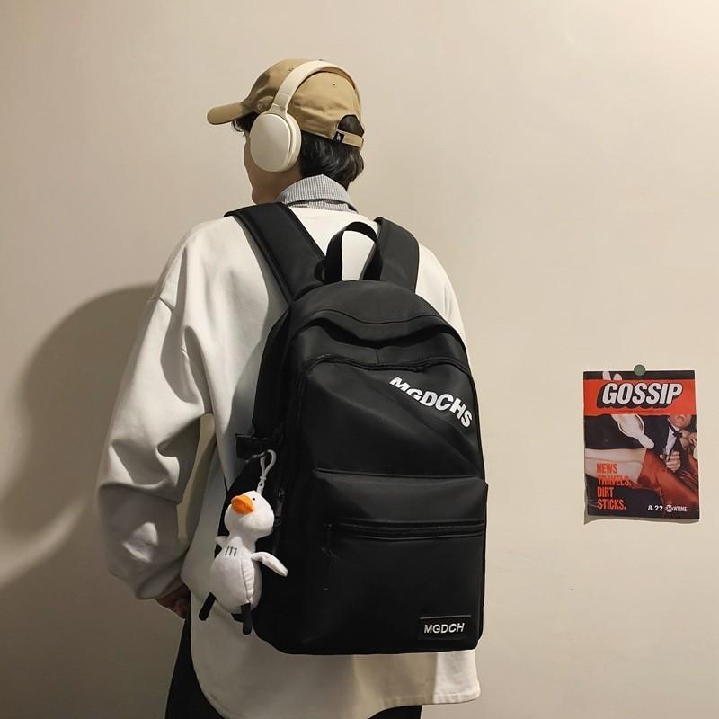 Korean Style Minimalist Unisex High School College Student Laptop Backpack Casual Travel Bag чёрный