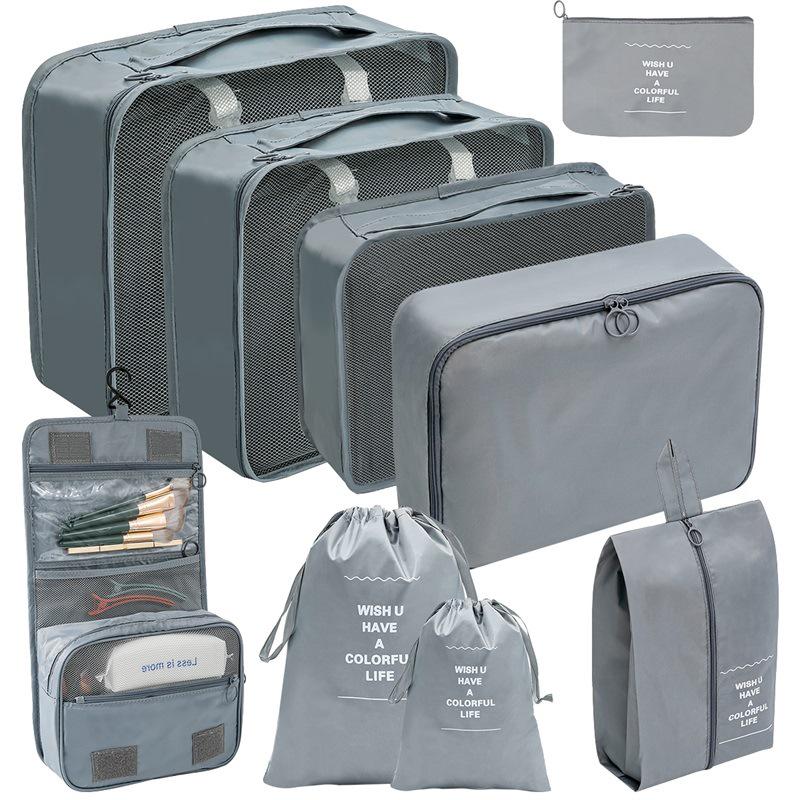 Travel Storage Set: Foldable Toiletry, Makeup, Clothes, Shoes, Digital Accessories, and Drawstring Luggage Bags.