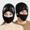 Warme Mütze für Herbst und Winter, neue Pilotenbrille, Gehörschutz sowie warme Wollstrickmütze aus Samt mit Maske