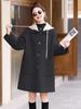 Women's Hooded Double-Faced Cashmere Coat - Slim College Style, Mid-Length, Versatile Wool for Autumn/Winter.