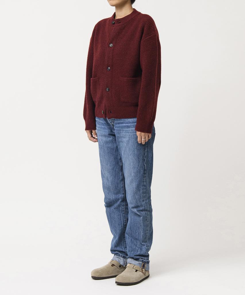 BEAT&SLNC Morrow Crewneck Cardigan (Burgundy)