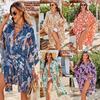 2025 European & American Cotton Print Beach Dress: Women's Loose Long Robe Cover-up with Sun Protection