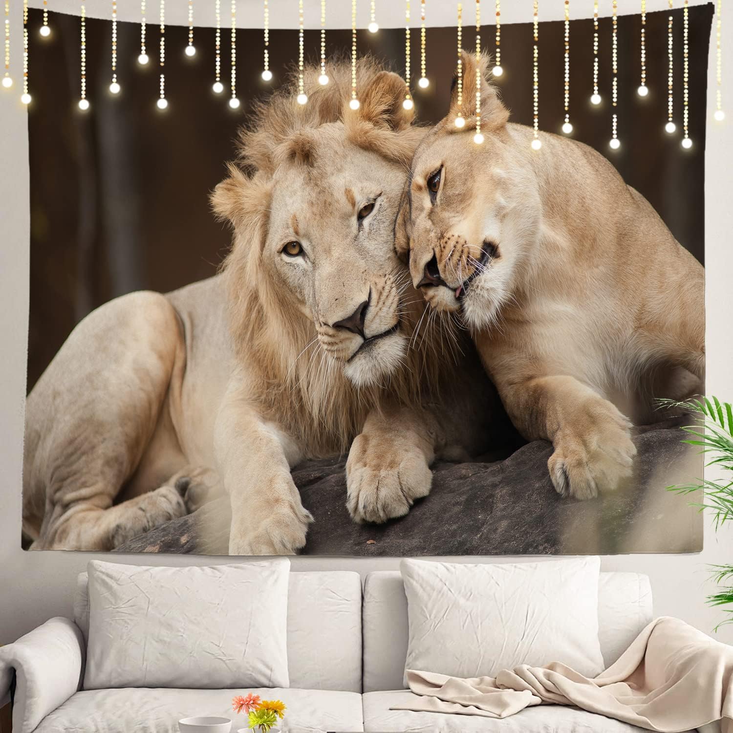 Tapestry shrahala golden wall lion 75x100