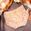 Women's Seamless Satin & Lace Mid-Waist Panties - Light Luxury, Breathable, Abdomen Control, Hip Lift, Cotton Crotch