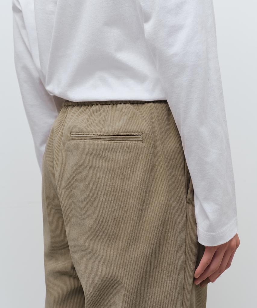 MUSINSA STANDARD 8W Corduroy One-Pleat Wide Elastic Pants [Beige]