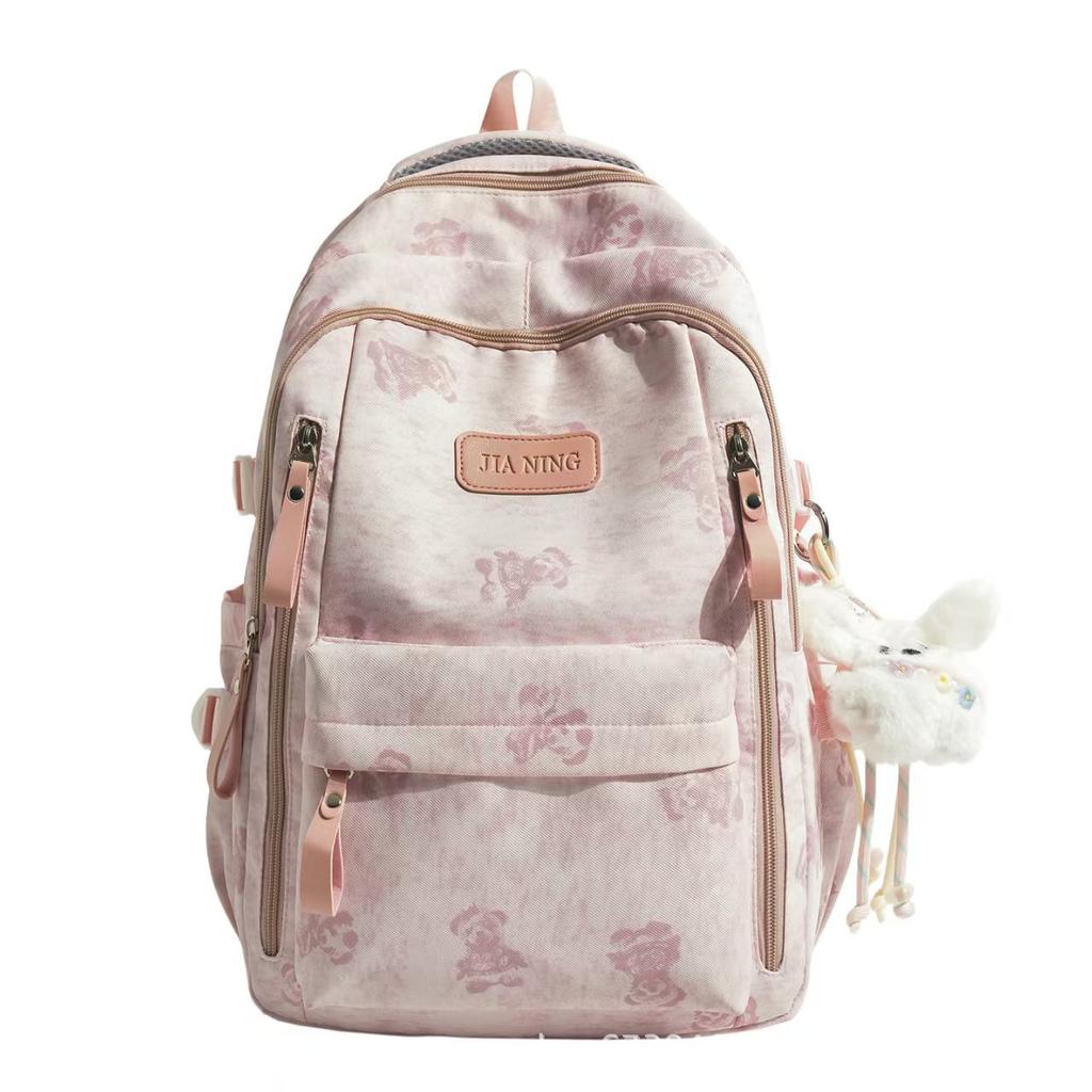 Schoolbag New Junior High School Student Bear Schoolbag High Value Fashion Casual Simple Backpack Versatile Light Travel Backpack