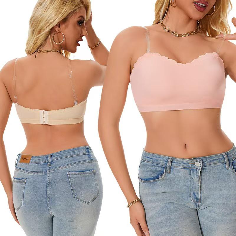 European and American Non-slip Front Buckle Strapless Invisible Bra with Beautiful Back Design